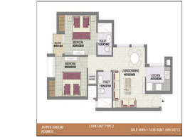 Floor Plans 2BHK-unit-plan_850 Sq.Ft Type-2
