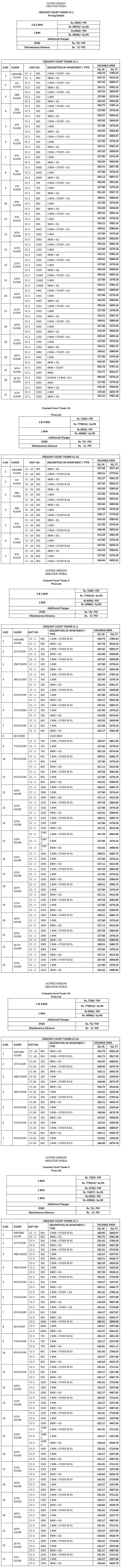 Price List
