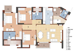 Floor Plans Tower A/A1/A2 Type -A2 (3BHK+2TOI+W)