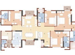 Floor Plans Tower D Type -D2 (4BHK+FAMILY/STUDY+W)