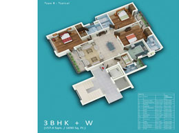 Floor Plans 3BHK+W