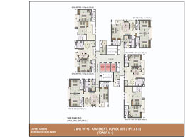 Floor Plans 3 BHK+W+3T-3nd floor level