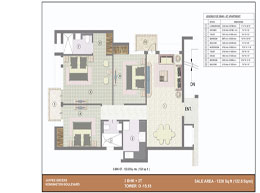 Floor Plans 3 BHK+W+2T-1320 Sq. ft.