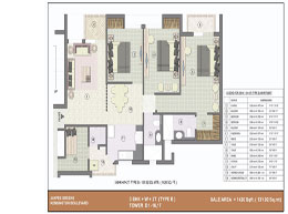 Floor Plans 3 BHK+W+2T+Type B-1420 Sq. ft.