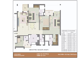Floor Plans 3 BHK+W+3T+Type B-1615 Sq. ft.