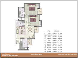 Floor Plans 2 BHK Apartment_1050 Sq. ft.