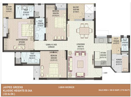 Floor Plans 3 BHK- 1715 sq ft