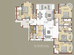 Floor Plans 8th, 11th, 14th & 17th Floor-4BHK+Family (Type C)