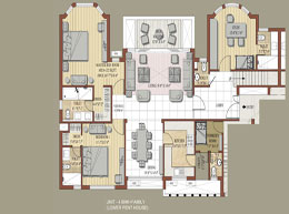 Floor Plans Lower Pent House-4BHK+Family