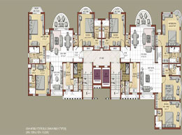 Floor Plans 9th, 13th & 16th Floor
4BHK+Family (Type B) and 
3BHK+Family (Type B)