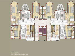 Floor Plans 4th, 6th, 7th, 10th,
12th, 15th & 18th Floor 
3 BHK+Family( Type A)