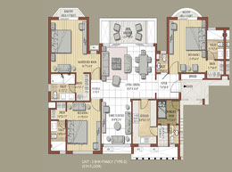 Floor Plans Fifth Floor-3BHK+Family(Type D)