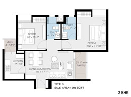 Floor Plans 2 BHK- Type B