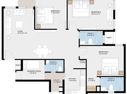 Floor Plans 3 BHK- Type D