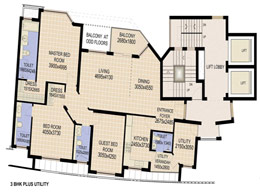 Floor Plans 3-BHK-UTILITY