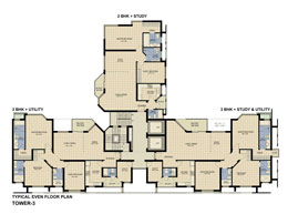 Floor Plans Typical Even Plan Tower-3