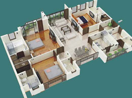 Floor Plans 3 BHK - 2200 Sq. Ft.