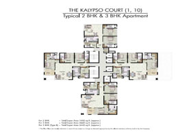 Floor Plans THE KALYPSO COURT(1,10) - Typical 2 BHK & 3 BHK Apartment 