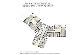 Floor Plans THE KALYPSO COURT(3,8) - Typical 2 BHK & 3 BHK Apartment