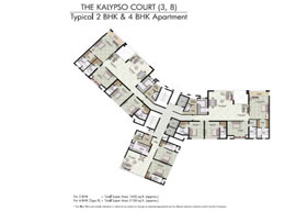 Floor Plans THE KALYPSO COURT(3,8) - Typical 2 BHK & 4 BHK Apartment