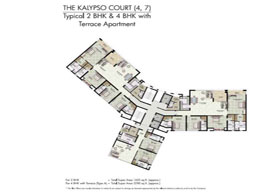 Floor Plans THE KALYPSO COURT(4,7) - Typical 2 BHK & 4 BHK with Terrace Apartment