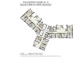Floor Plans THE KALYPSO COURT(4,7) - Typical 2 BHK & 4 BHK Apartment