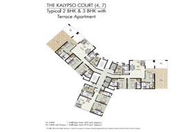 Floor Plans THE KALYPSO COURT(4,7) - Typical 2 BHK & 3 BHK with Terrace Apartment