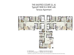 Floor Plans THE KALYPSO COURT(5,6) - Typical 3 BHK & 4 BHK with Terrace Apartment