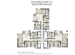 Floor Plans THE KALYPSO COURT(11) - Typical 3 BHK Apartment