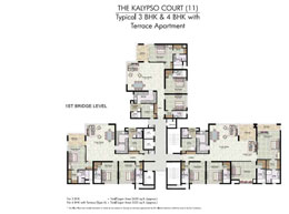 Floor Plans THE KALYPSO COURT(11) - Typical 3 BHK & 4 BHK with Terrace Apartment