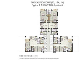 Floor Plans THE KALYPSO COURT(12,12A,14) - Typical 2 BHK & 2 BHK Apartment