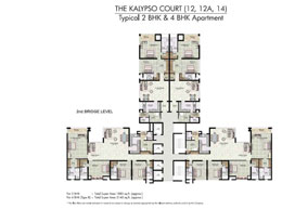 Floor Plans THE KALYPSO COURT(12,12A,14) - Typical 2 BHK & 4 BHK Apartment