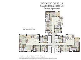 Floor Plans THE KALYPSO COURT(15) - Typical 3 BHK & 4 BHK with Terrace Apartment