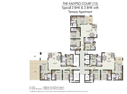 Floor Plans THE KALYPSO COURT(15) - Typical 3 BHK & 3 BHK with Terrace Apartment