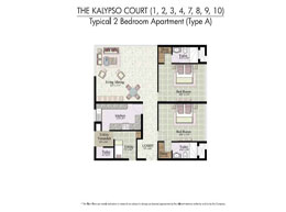 Floor Plans THE KALYPSO COURT(1,2,3,4,7,8,9,10) - Typical 2 Bedroom Apartment(Type- A)