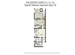 Floor Plans THE KALYPSO COURT(12,14,15) - Typical 2 Bedroom Apartment(Type- B)