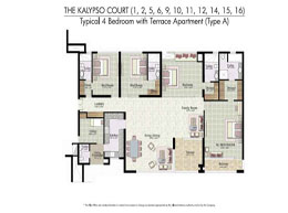 Floor Plans THE KALYPSO COURT(1,2,5,6,9,10,11,12,14,15,16) - Typical 4 Bedroom with Terrace Apartment(Type A)