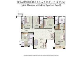 Floor Plans THE KALYPSO COURT(1,2,5,6,9,10,11,12,14,15,16) - Typical 4 Bedroom with Balcony Apartment(Type B)