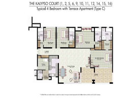 Floor Plans THE KALYPSO COURT(1,2,5,6,9,10,11,12,14,15,16) - Typical 4 Bedroom with Terrace Apartment(Type C)