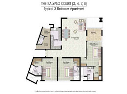 Floor Plans THE KALYPSO COURT(3,4,7,8) - Typical 3 Bedroom Apartment