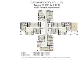 Floor Plans THE KALYPSO COURT(1,10) - Typical 2 BHK & 3 BHK with TerraceApartment