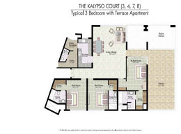 Floor Plans THE KALYPSO COURT(3,4,7,8) - Typical 3 Bedroom with Terrace Apartment
