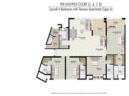 Floor Plans THE KALYPSO COURT(3,4,7,8) - Typical 4 Bedroom with Terrace Apartment(Type A)