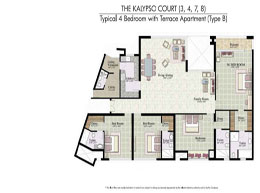 Floor Plans THE KALYPSO COURT(3,4,7,8) - Typical 4 Bedroom with Terrace Apartment(Type B)