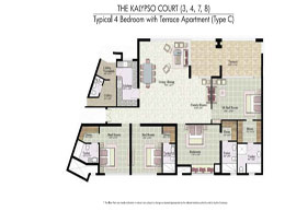 Floor Plans THE KALYPSO COURT(3,4,7,8) - Typical 4 Bedroom with Terrace Apartment(Type C)