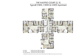 Floor Plans THE KALYPSO COURT(2,9) - Typical 2 BHK,3 BHK & 4 BHK Apartment