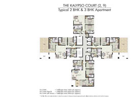 Floor Plans THE KALYPSO COURT(2,9) - Typical 2 BHK & 3 BHK Apartment