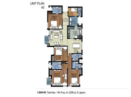 Lake District Kove Floor Plan A2 4BHK+W