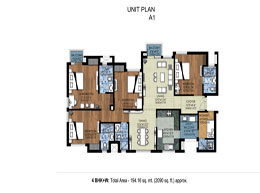 Lake District Kove Floor Plan A1 4BHK+W