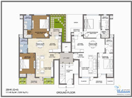 Floor Plans 2BHK(G+4) 1200 sft